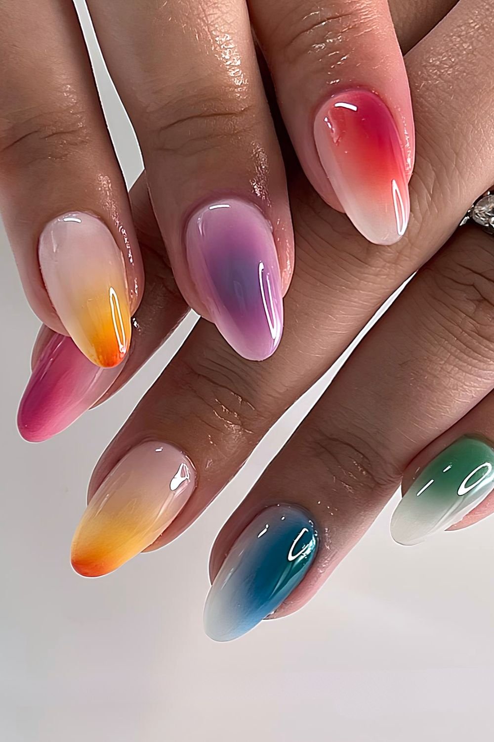 Skittle aura nails