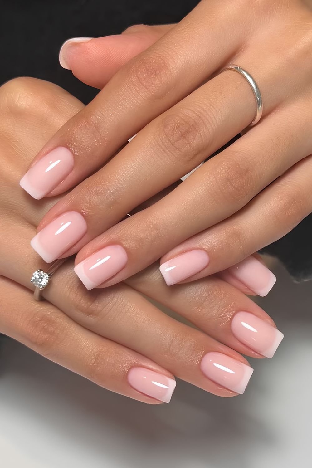 Square shaped cloudy French nails