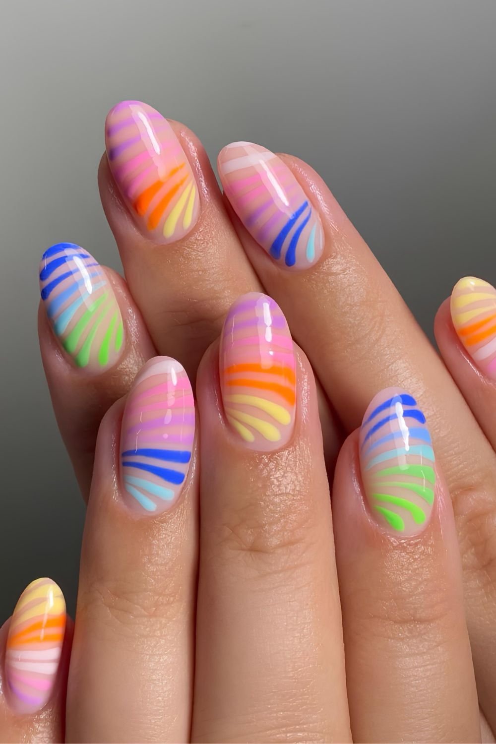 Abstract rainbow nails