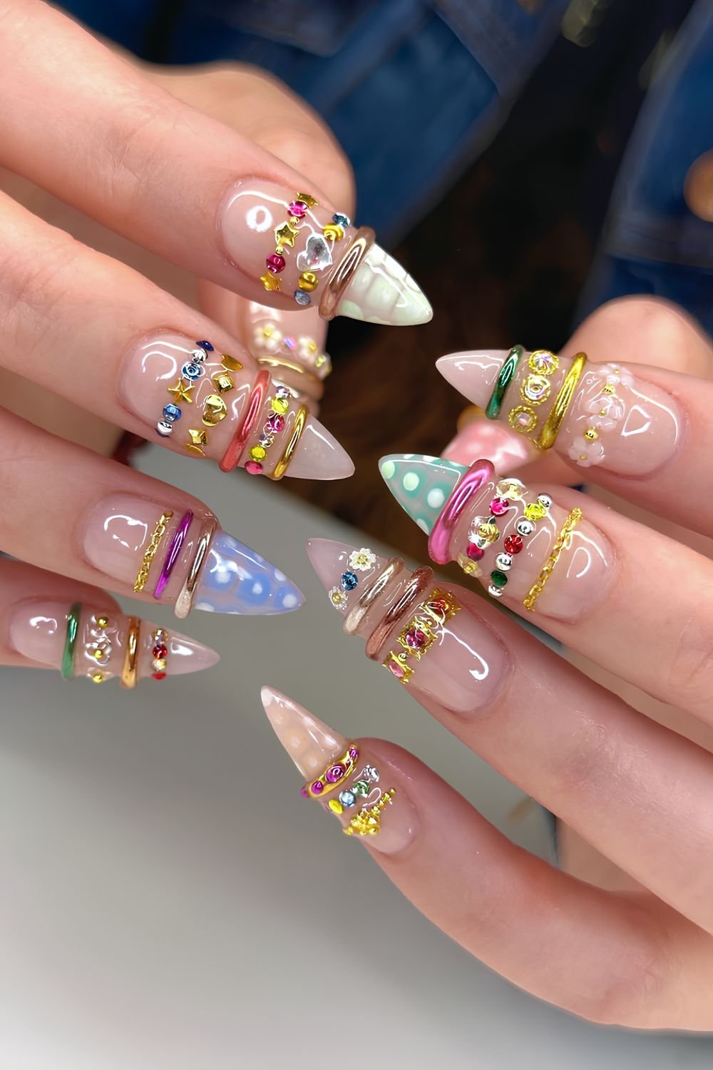 Colorful bangle nails