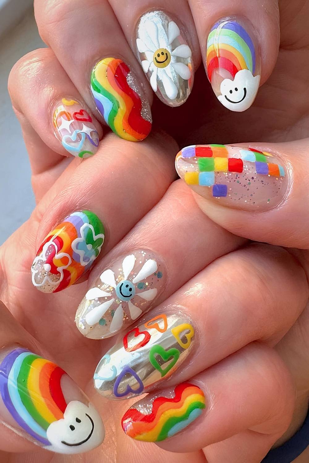 Maximalist rainbow nails