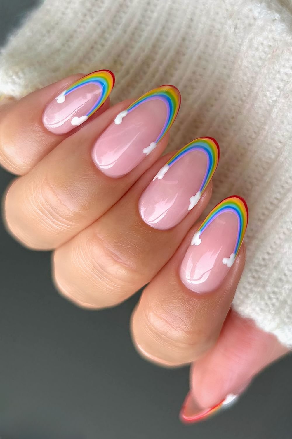 Rainbow French tip nails