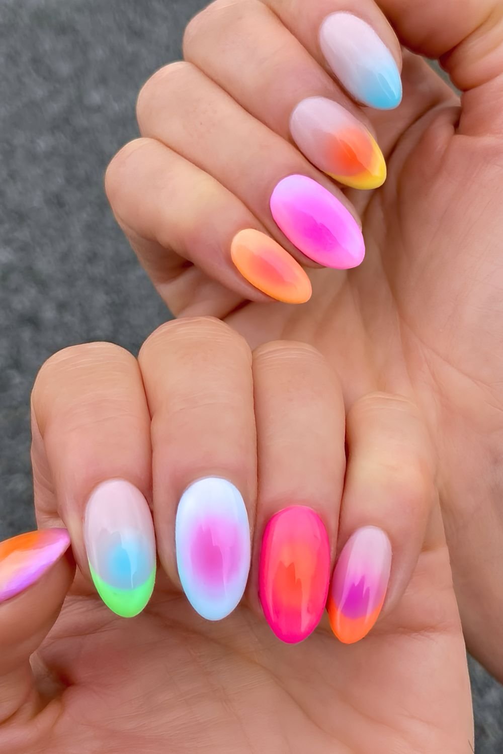 Rainbow aura nails