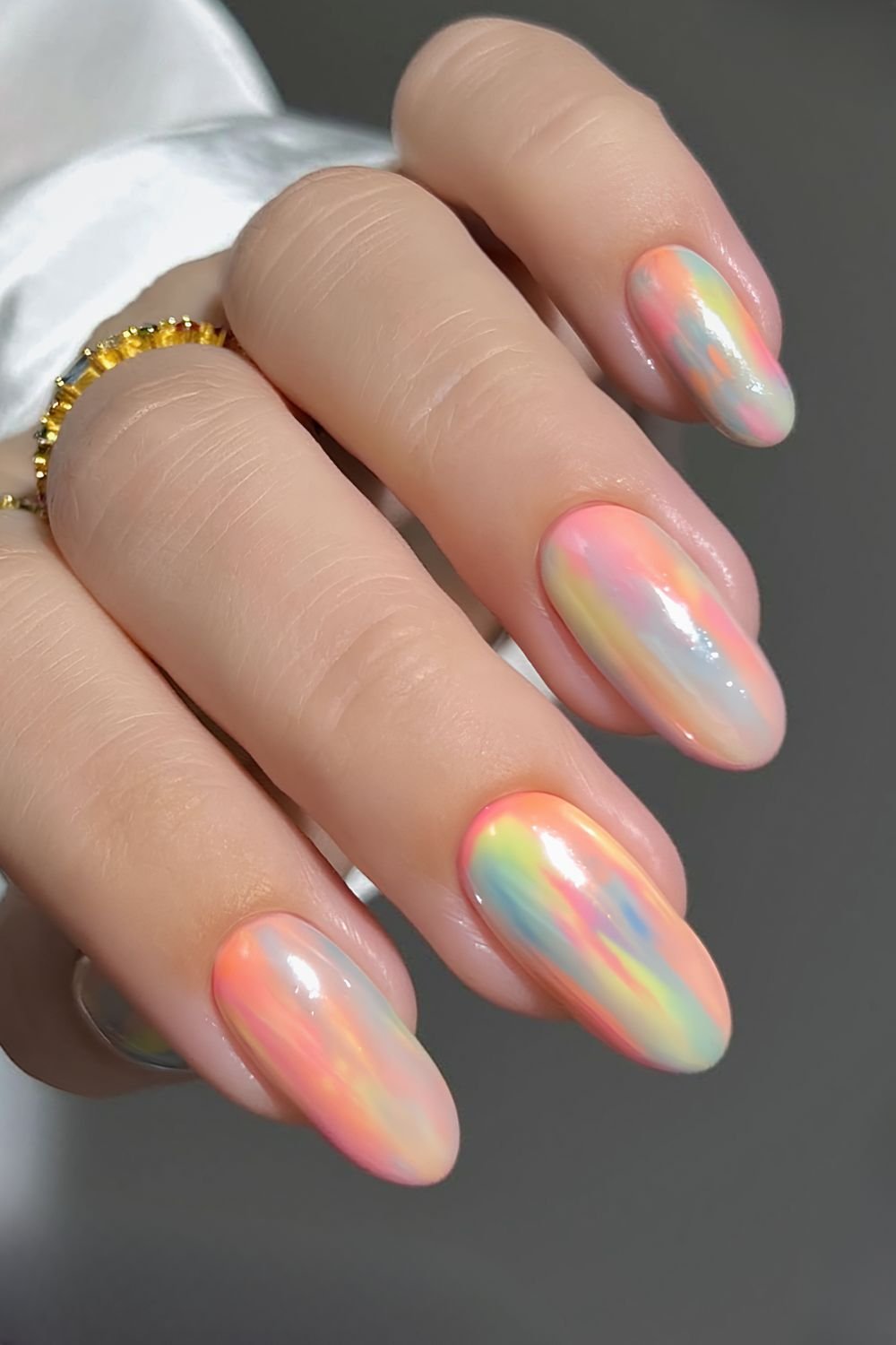 Rainbow marble nails