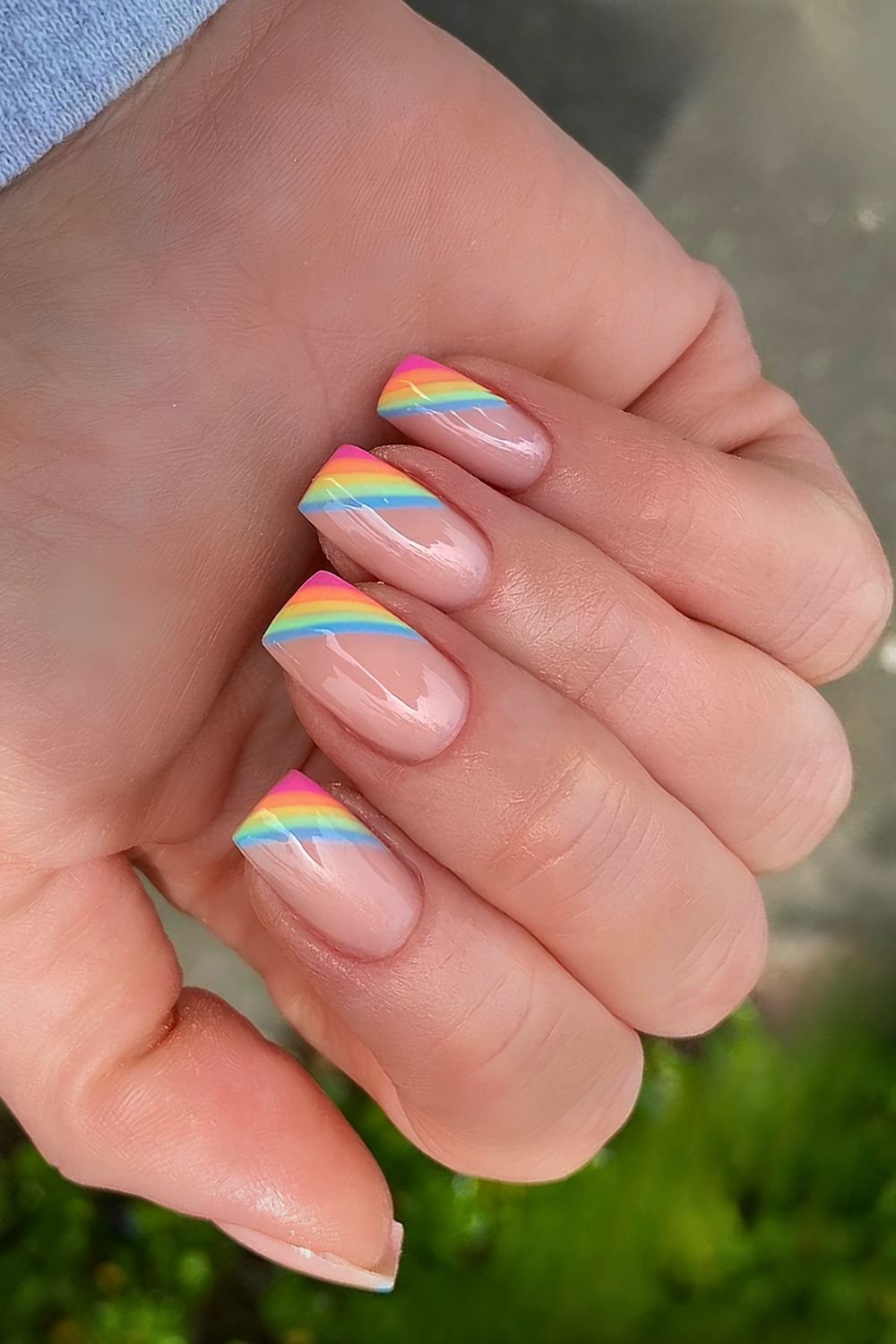 Rainbow side French manicure