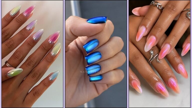 Chrome aura nail trend