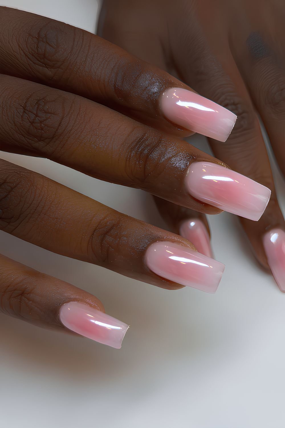 Glazed pink blush aura manicure