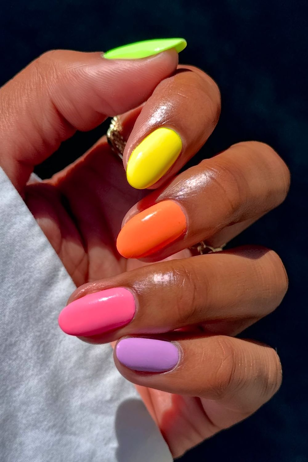 Neon skittle manicure