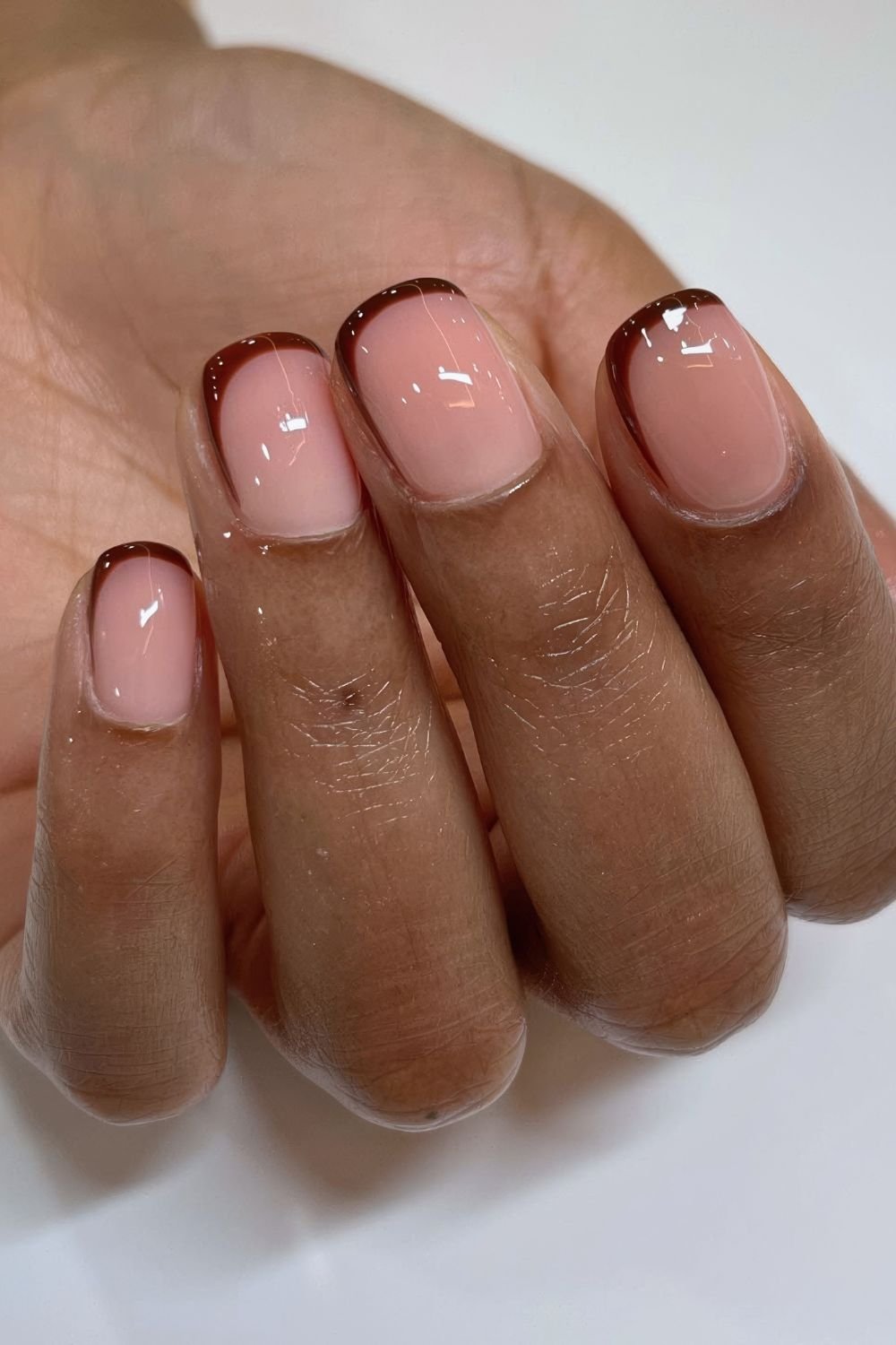 Burgundy micro French nails