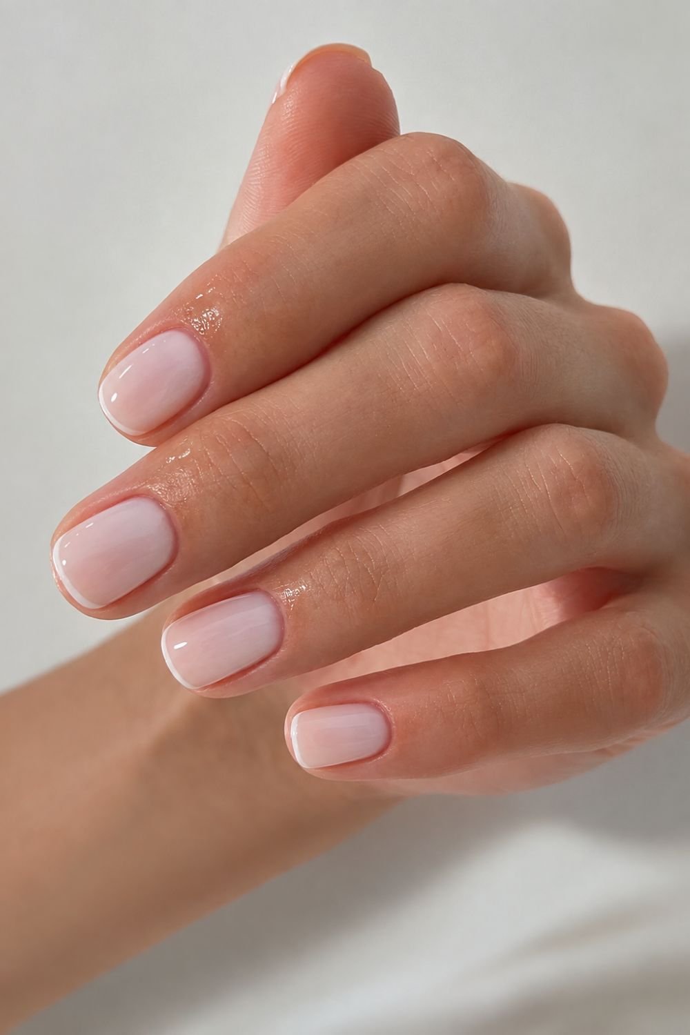 Coconut jelly micro French tip nails