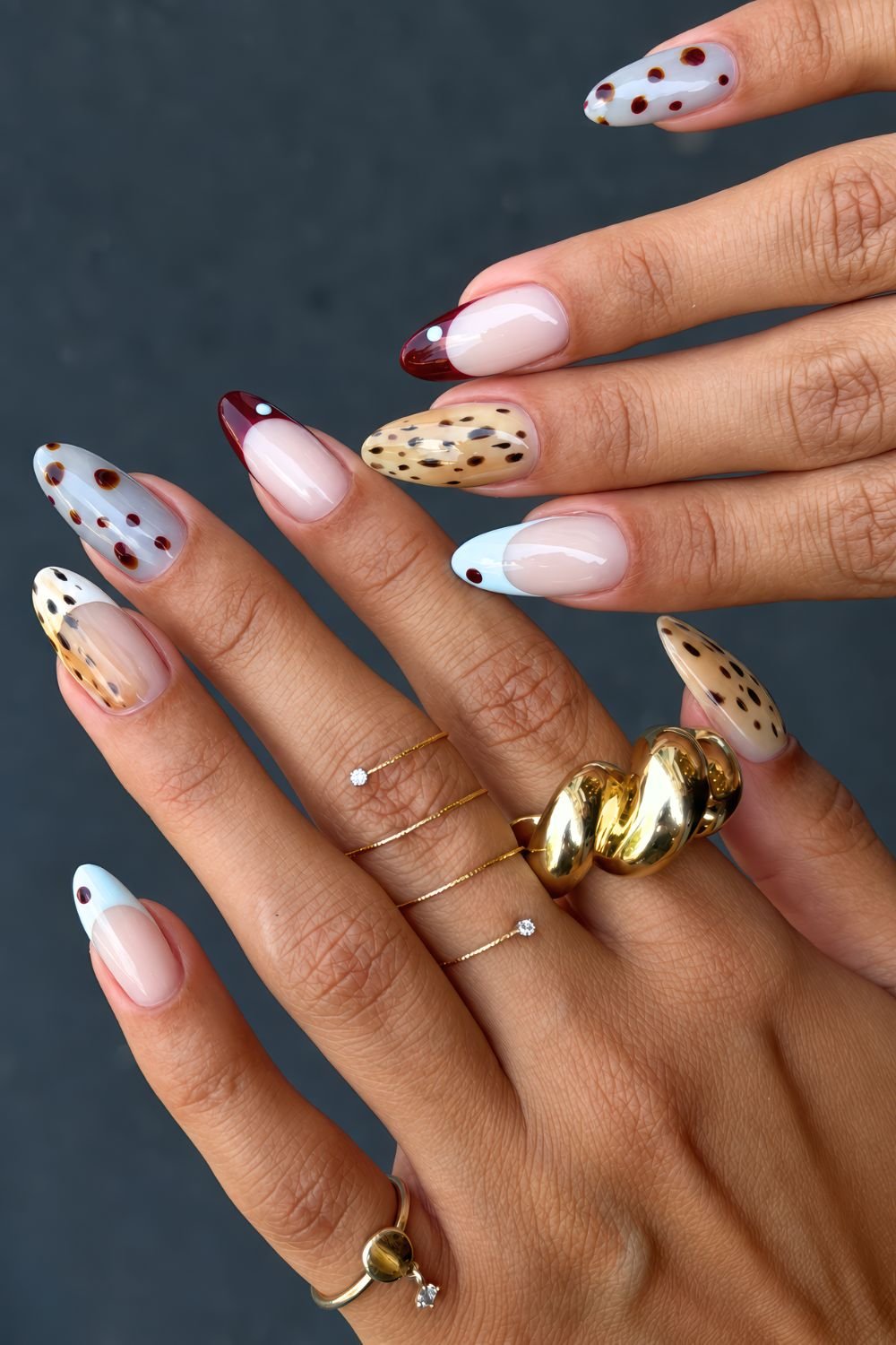 Bambi print mix and match nails
