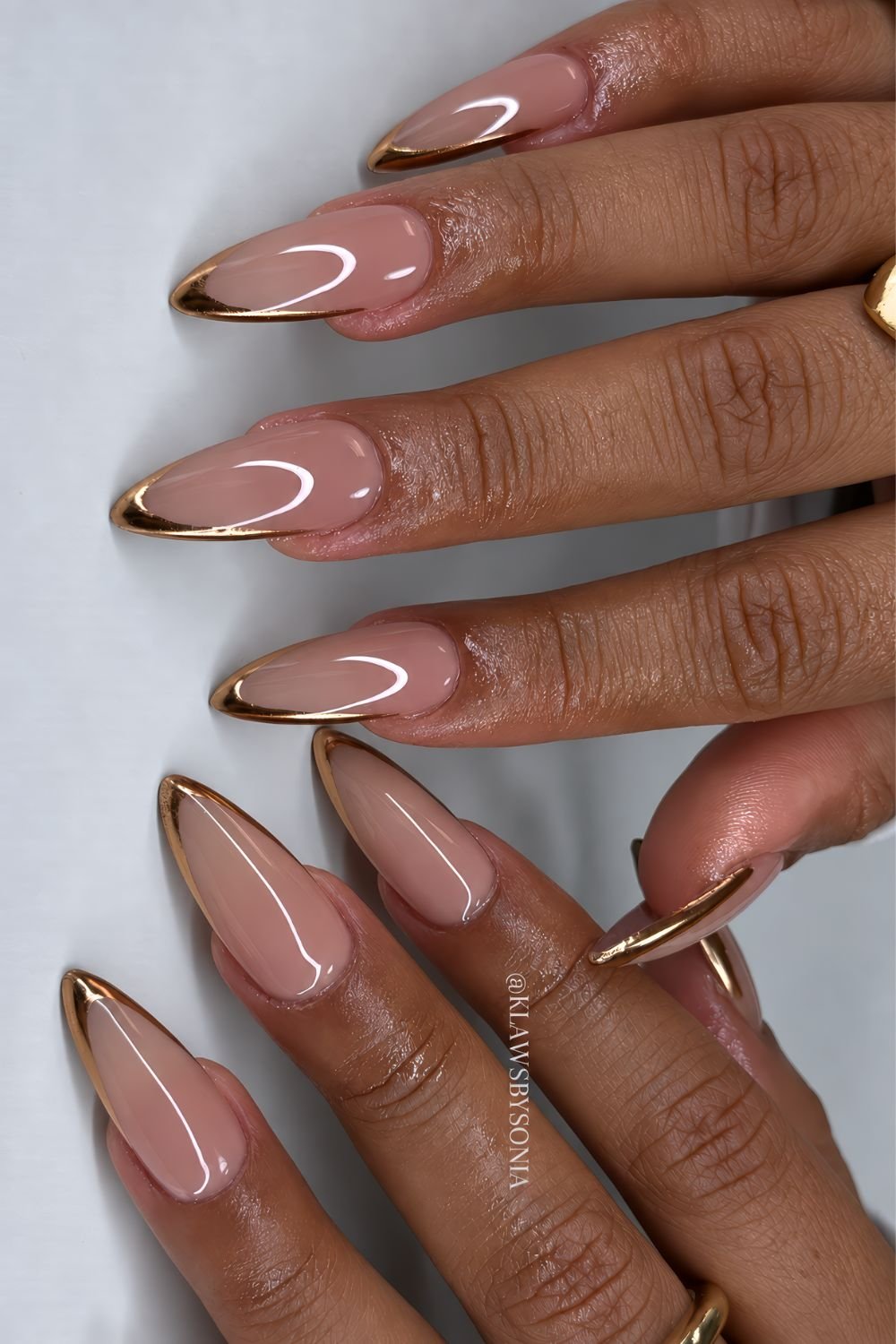 Bronze French tip nails