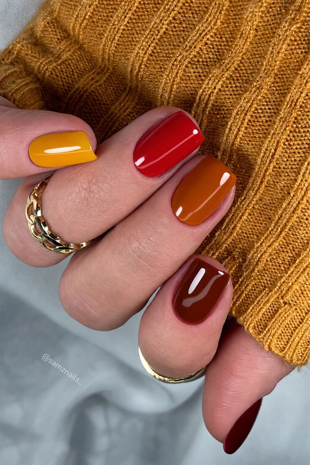Skittle nails in fall colors