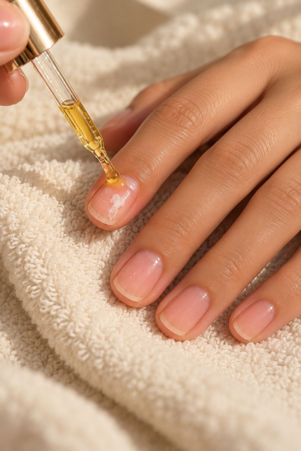 Golden Cuticle Oil Ritual for removing glue from nails
