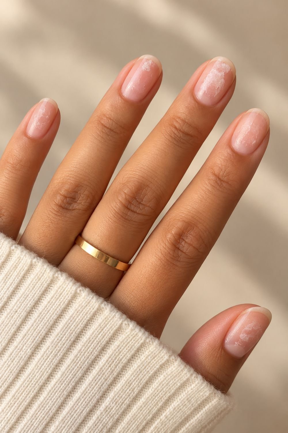 Natural Nails with Dried Glue Residue